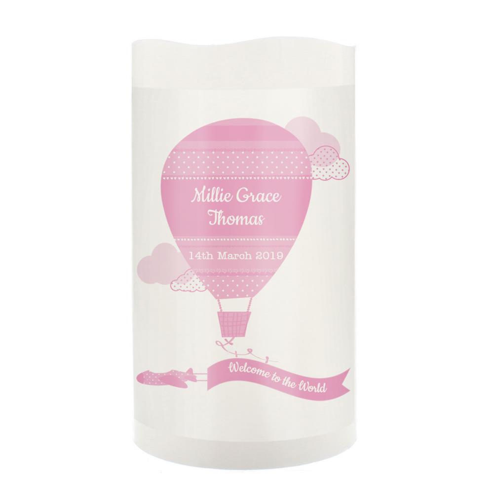 Personalised Up & Away Pink Nightlight LED Candle £8.99